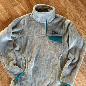 Patagonia Heathered Gray Fleece with Teal Trim